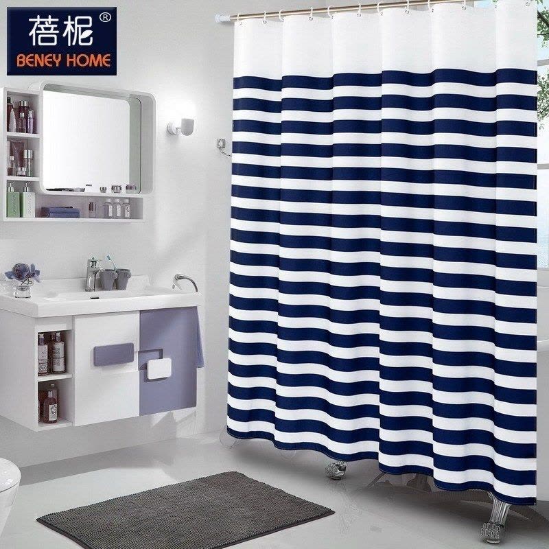 美帮汇地中海浴室水浴帘布加厚帘子卫生间霉涤纶隔断淋浴帘帘图片
