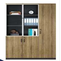 文件柜档案柜板式玻璃书柜储物木质办公柜资料柜 三门书柜