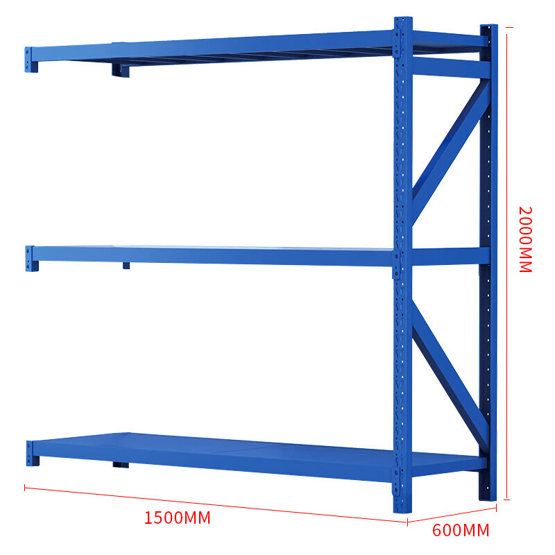 域赢仓储超市货架置物架仓库展示架子300kg每层1500*600*2000mm三层副架高清大图