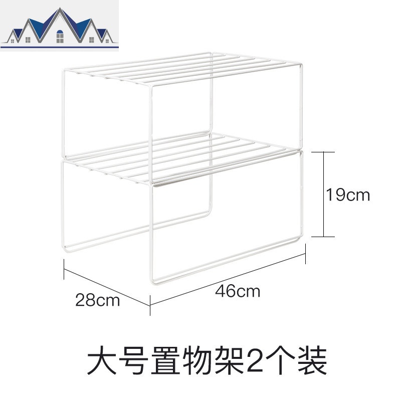 分层置物架收纳铁艺置物架卧室橱柜分层厨房隔层置物架_3_960 大号（2个装）可搭大号、加大号整理箱1层