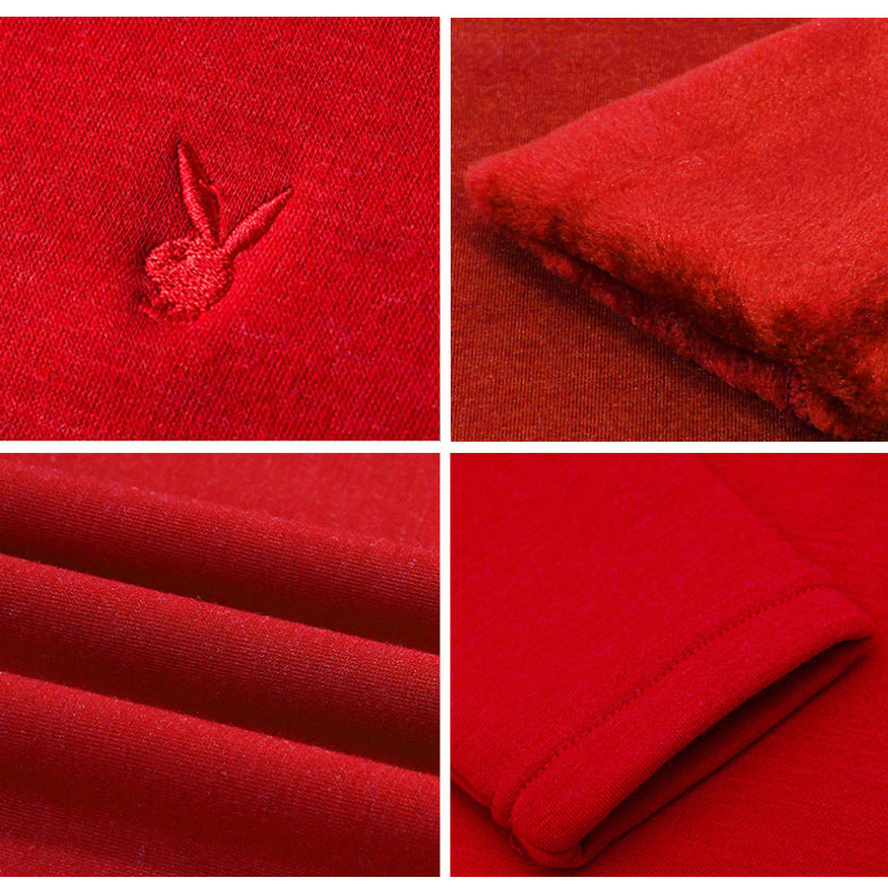 [断码清仓]花花公子男士女士保暖套装加绒加厚御寒秋冬打底情侣高清大图