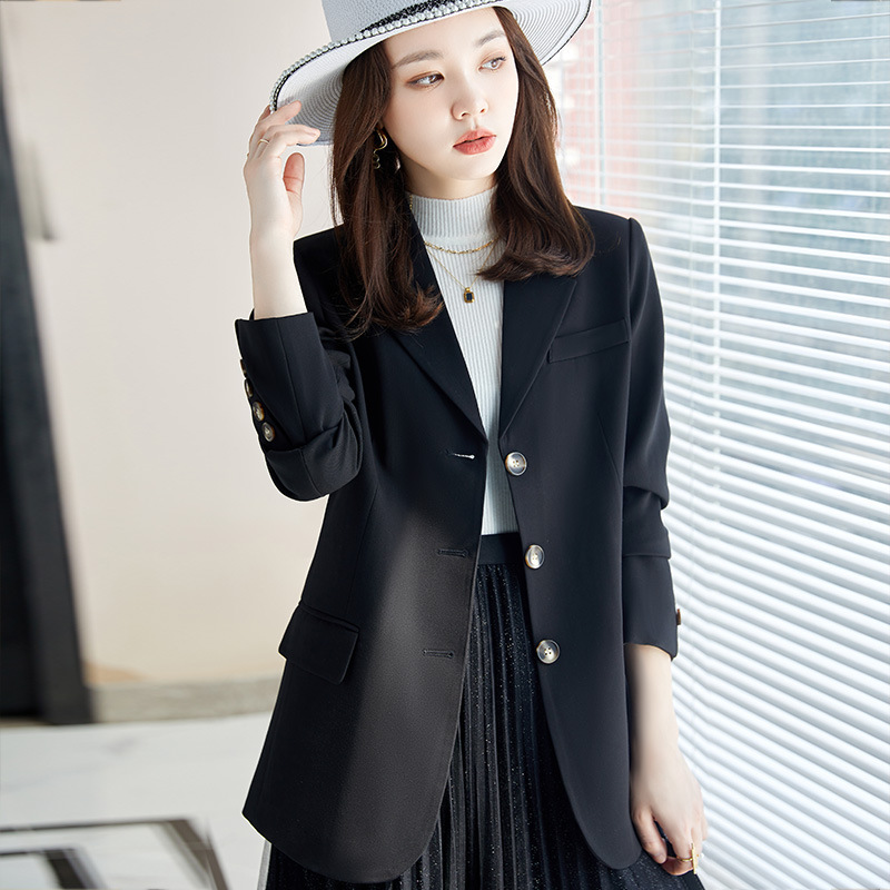 女先生女士西装 黑色西装外套女春秋2021新款英伦风宽松休闲气质通勤
