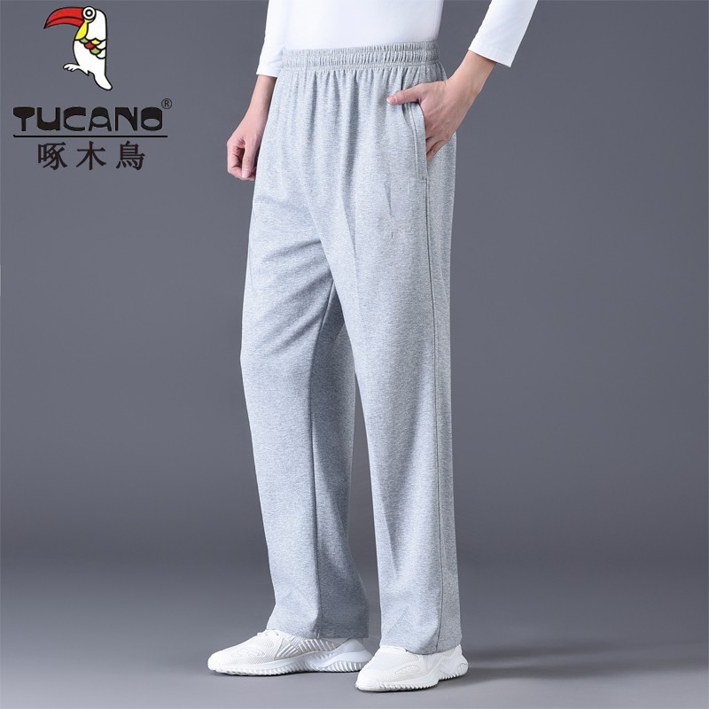 啄木鸟男士卫裤春夏薄款中老年松紧腰宽松爸爸裤子大码休闲长裤宽高清大图