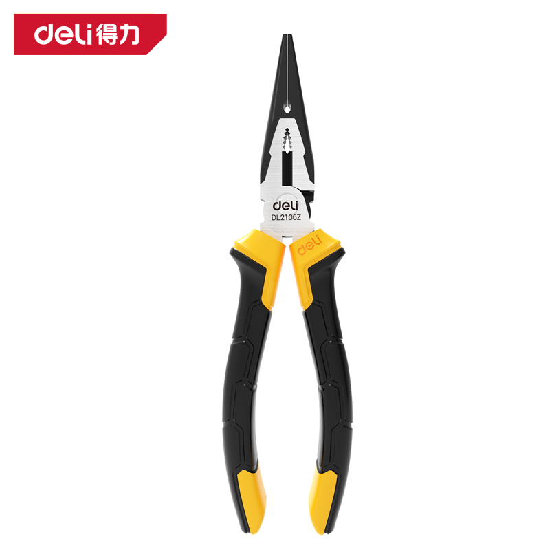 得力(deli) 尖嘴钳铬钒钢夹持钳手柄PVC包胶断线钳6英寸 DL2106Z 3个起订