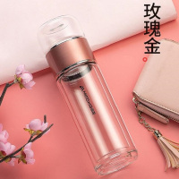 苏宁宜品双层玻璃杯男女士家用花茶杯茶叶杯子便携加厚水杯高档透明带盖茶水分离泡茶杯子350毫升泡茶大师