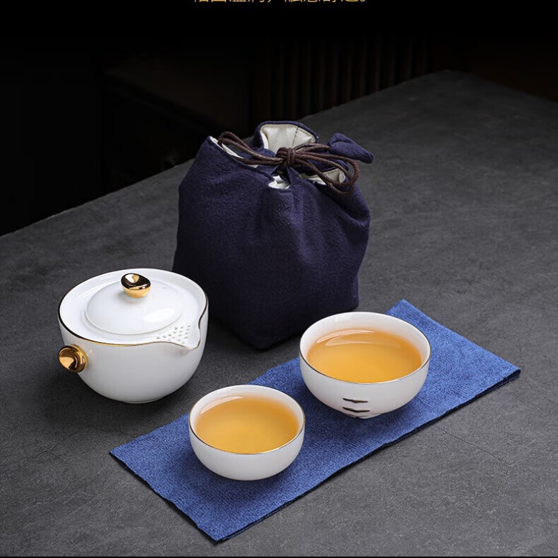 拓牌亮光羊脂玉瓷吉祥三宝快客杯高清大图