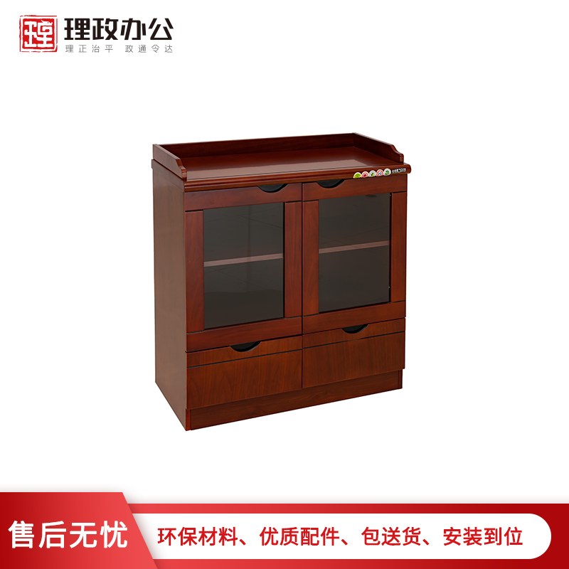 [理政]油漆茶水柜 现代中式实木皮矮柜 餐边柜储物柜高清大图