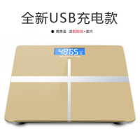 USB可充电电子称时光旧巷体重秤精准家用健康秤人体秤成人称重计器女 土豪金26*26 电池