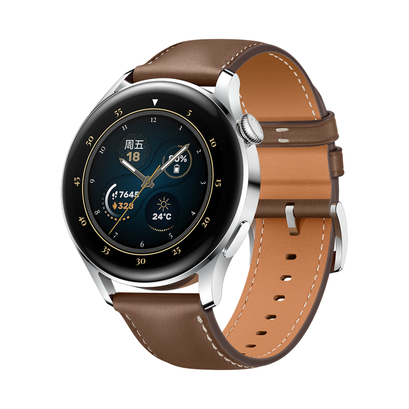 华为(huawei)watch 3 46mm 棕色真皮表带 搭载鸿蒙系统esim独立通话