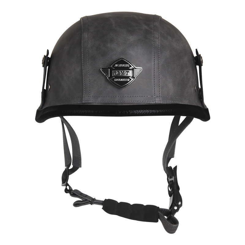 德式头盔男女哈雷复古电动机车头盔摩托车12半盔皮质轻便盔