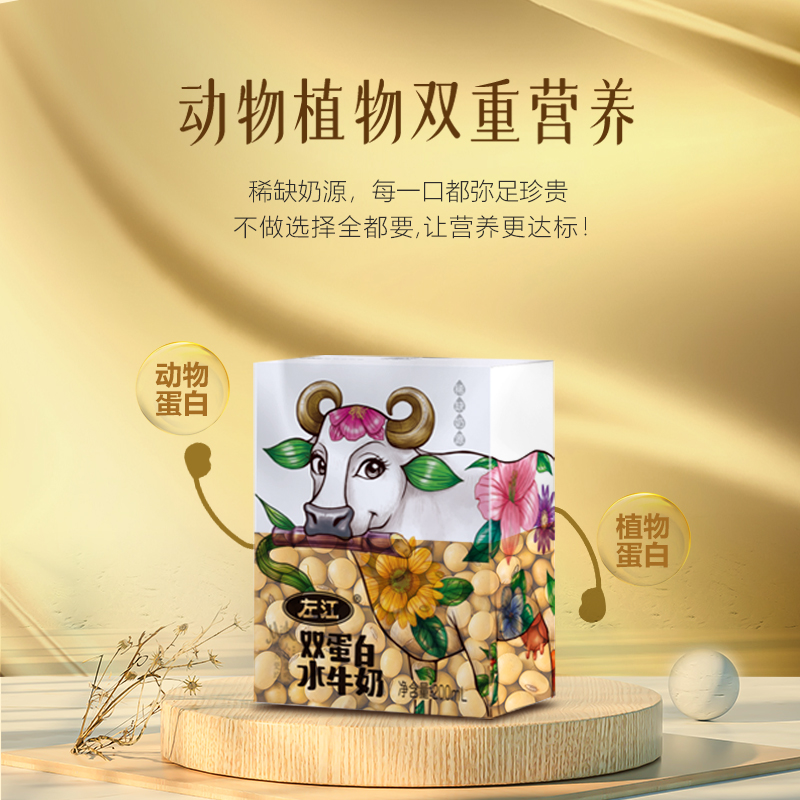 左江双蛋白水牛奶200ml*8盒*2箱 动物蛋白植物蛋白双重营养 豆奶浓郁 奶味醇正 每盒6.2g优质蛋白高清大图