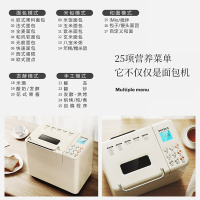 柏翠(petrus)烤面包机家用全自动智能和面机早餐机揉面机冰淇淋机撒果料 米白色