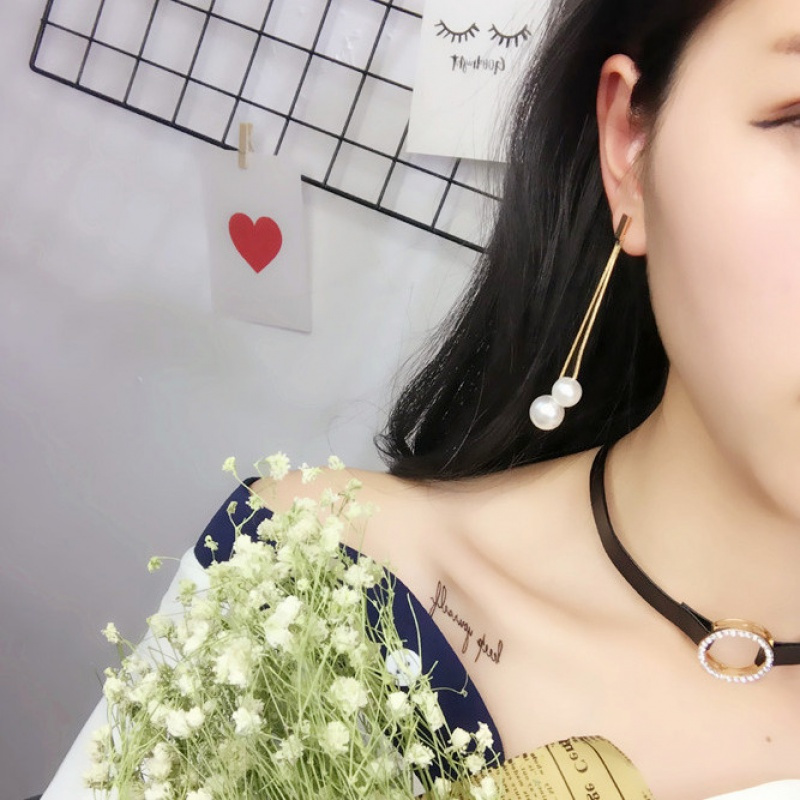 经典气质女小珍珠流苏长款耳环韩国时尚耳饰耳坠耳钉潮人百搭送女朋友老婆生日礼物送女朋友七夕情人节礼物