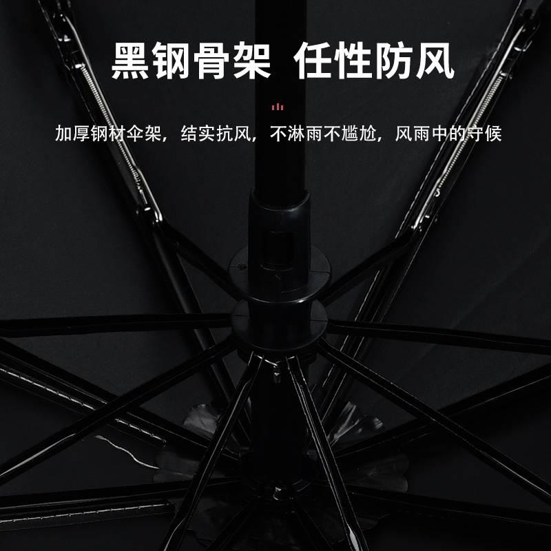 红叶全自动太阳伞折叠遮阳伞黑胶防晒伞防紫外线女晴雨伞2689高清大图