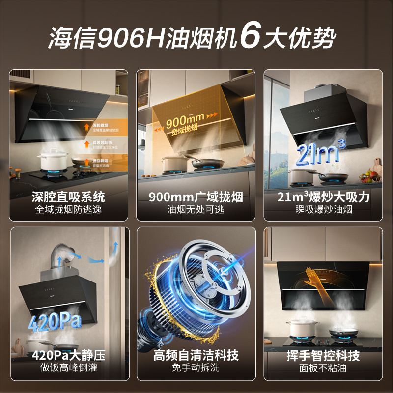 海信吸抽油烟机家用906H厨房侧吸式小型排油姻机强大吸力高清大图