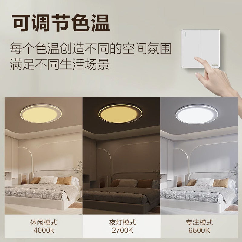 [飞利浦1140]卧室吸顶灯极简主灯房间主卧灯书房灯具2023年新款现代简约 绵玥