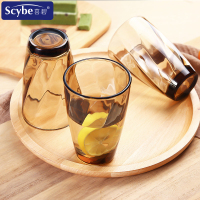 scybe喜碧 马奇尔彩色玻璃水杯家用早餐杯洋牛奶杯果汁杯套装6只270ml
