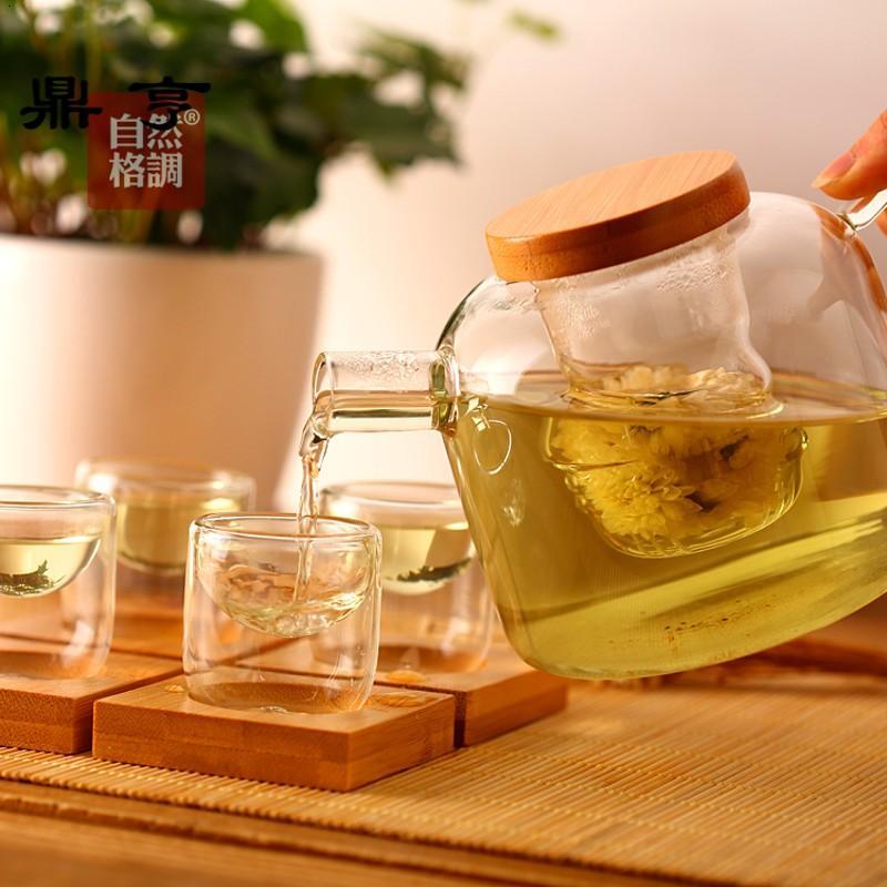 鼎亨自然格│高硼硅玻璃 花茶壶 绿茶壶 加热煮茶玻璃茶具套装