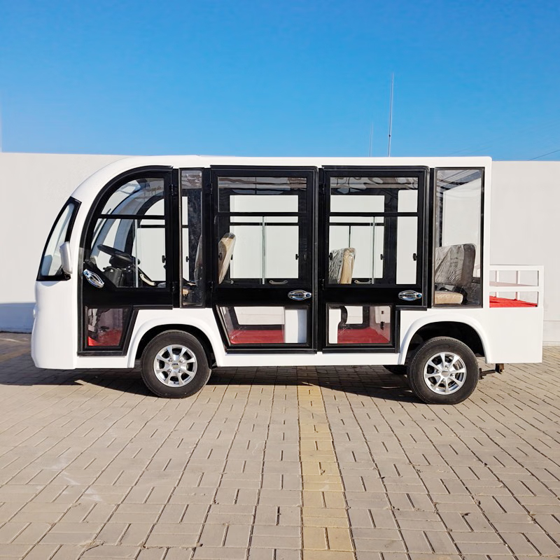 德武军恒电动观光车电动巡逻车8座带门大巴车4000瓦+72v120ah*6只铅酸电池方向助力
