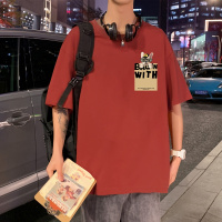 [1.5折价30元]唐狮 男士T恤短袖T恤男短袖T恤男左胸图案印花圆领短袖T