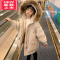 可莉允女童2022新款加厚潮服冬季羽绒棉连帽加绒内胆保暖儿童大口袋棉衣棉服