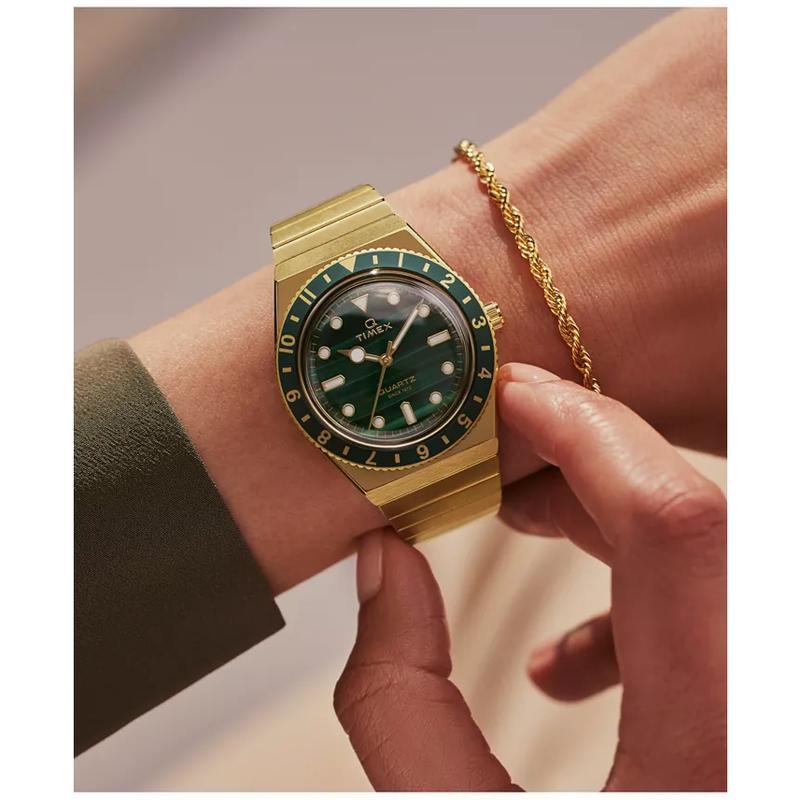 Timex 女士石英金色不锈钢绿松石表mm复古防水防刮石英腕表