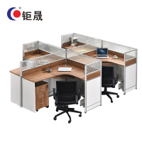 钜晟简约现代板式办公桌2.8米四人位干型屏风职员桌电脑桌JS-F2804