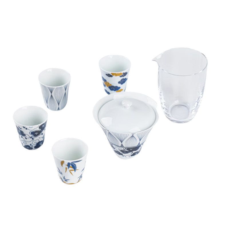 罗莱礼品 中式茶具经典礼盒-东方境 盖碗*1 杯*4 公道杯*1 茶巾*1高清大图