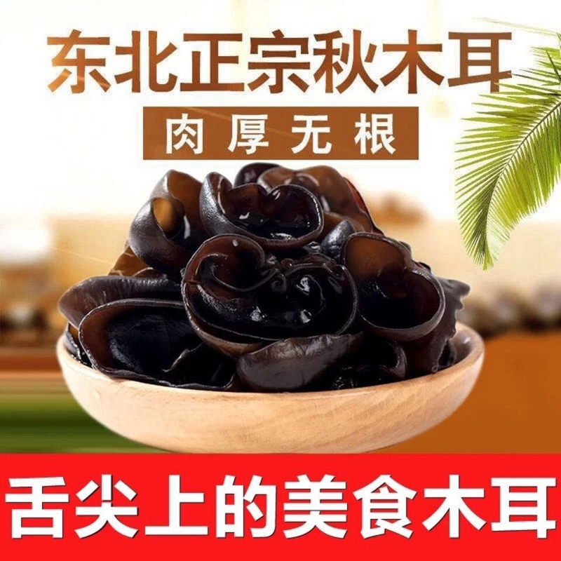 雪都东北秋木耳250g 长白山小碗耳 无根肉厚 东北特产