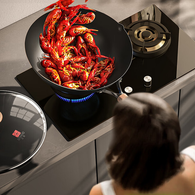 三禾炒锅32cm无涂层不粘锅铁锅平底锅黑色TC32T11高清大图