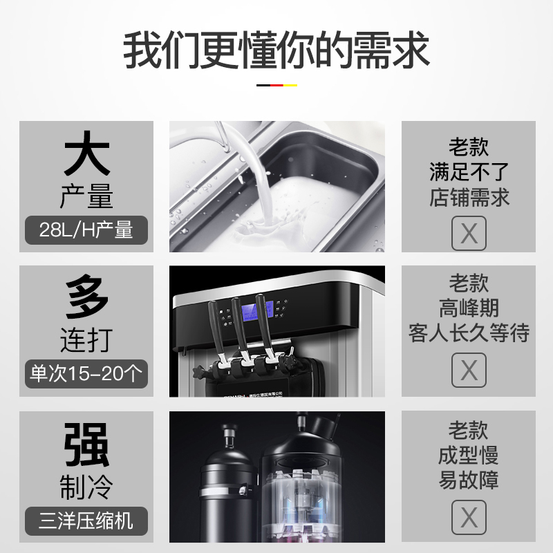 德玛仕(DEMASHI)冰淇淋机商用 全自动软冰激凌机 雪糕机 甜筒机 立式落地式冰激淋 DMS-28L-D2 银色立式