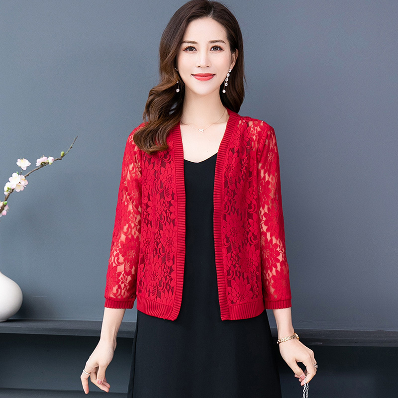 妈妈短款防晒时尚小披肩夏装新款百搭外套中年女洋气蕾丝防晒衣服视频