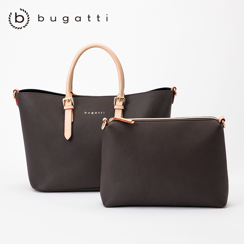bugatti 德国轻奢品牌 女士简约斜跨手提包女时尚新款内胆水桶包欧美休闲女士包包大容量经典简约