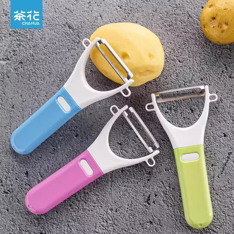 茶花(CHAHUA) 炫彩果皮刀 2264 锯齿纹路款随机色 2个装