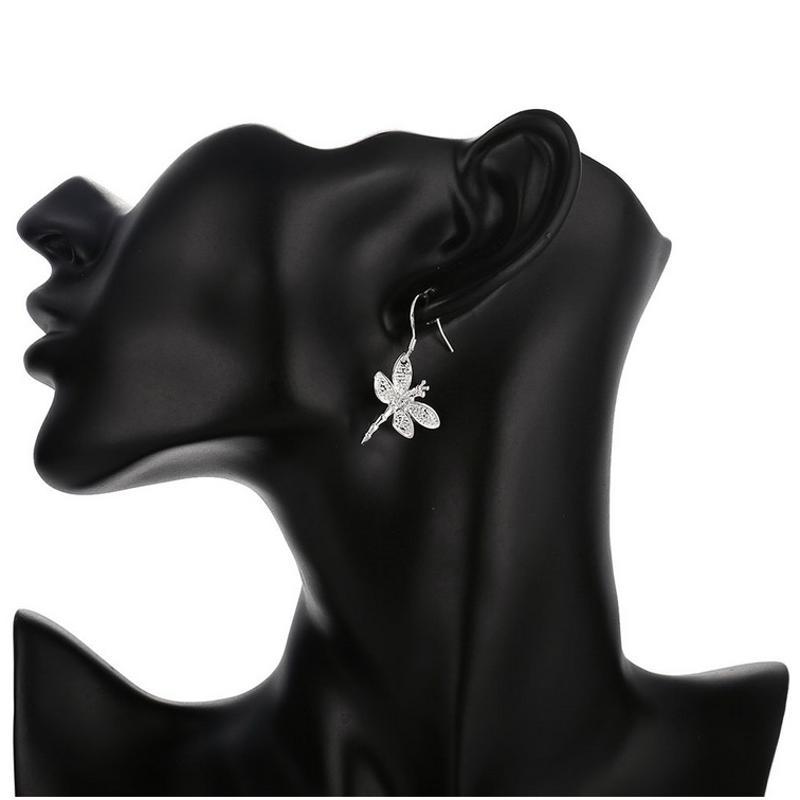 E009Women silver plated earring镀925纯银蝴蝶时尚气质耳环耳饰