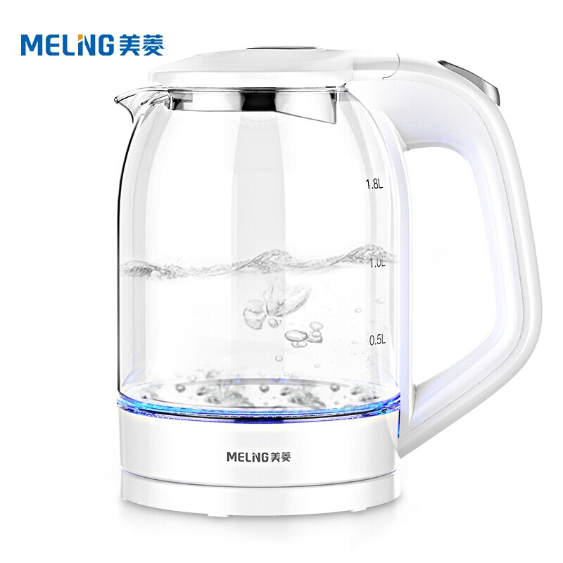 美菱(MELING)家用玻璃家用电水壶1.8L大容量自动断电电热水壶保温防烫防干烧自动断电玻璃内胆烧水壶WB02