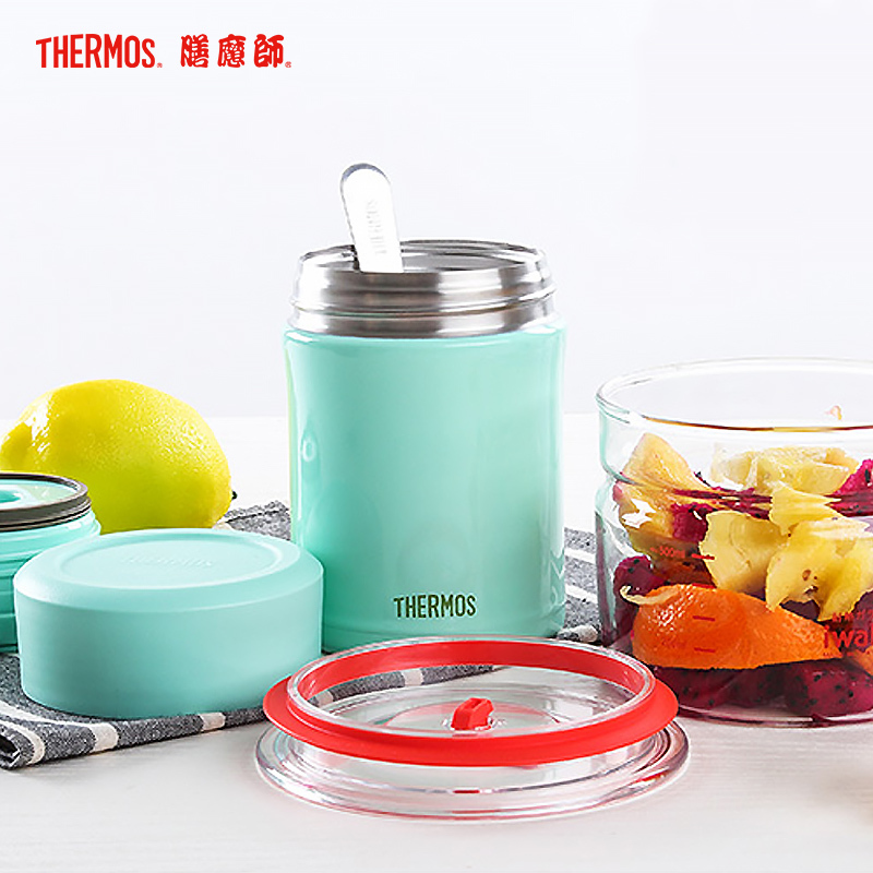 膳魔師(THERMOS)焖烧杯/罐TCLA-470S保温杯饭盒膳魔师316L不锈钢470ML自带餐具五色可选 家用/通用