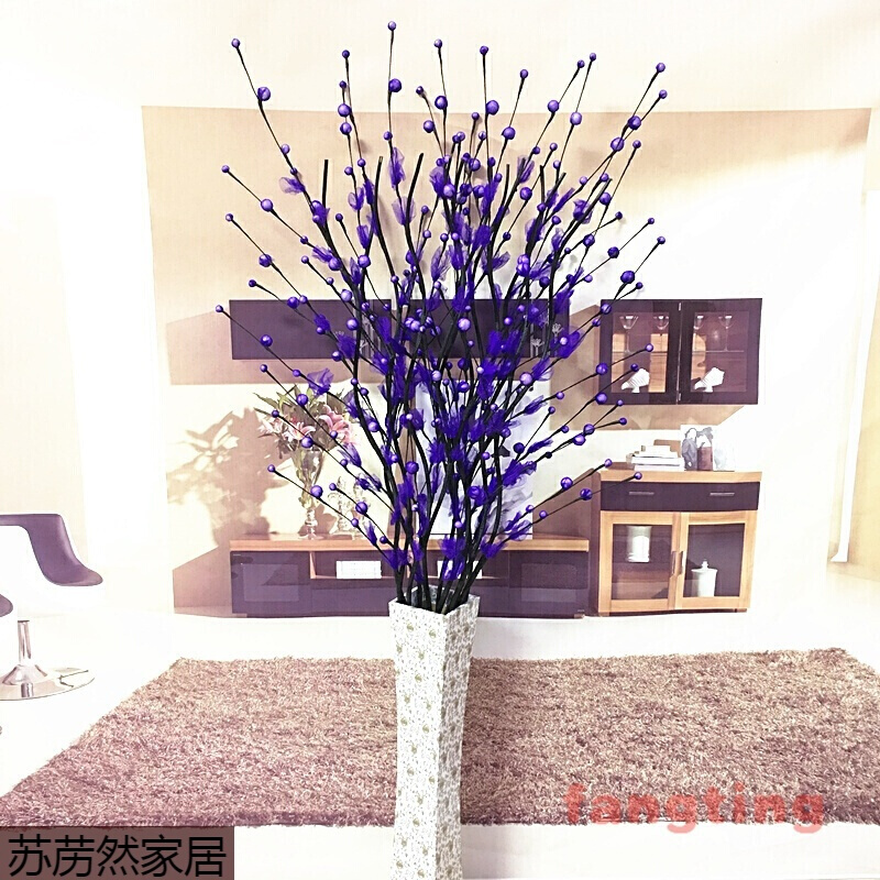 叶脉干花客厅落地假花仿真干枝插花干花桃花梅花居家新房装饰