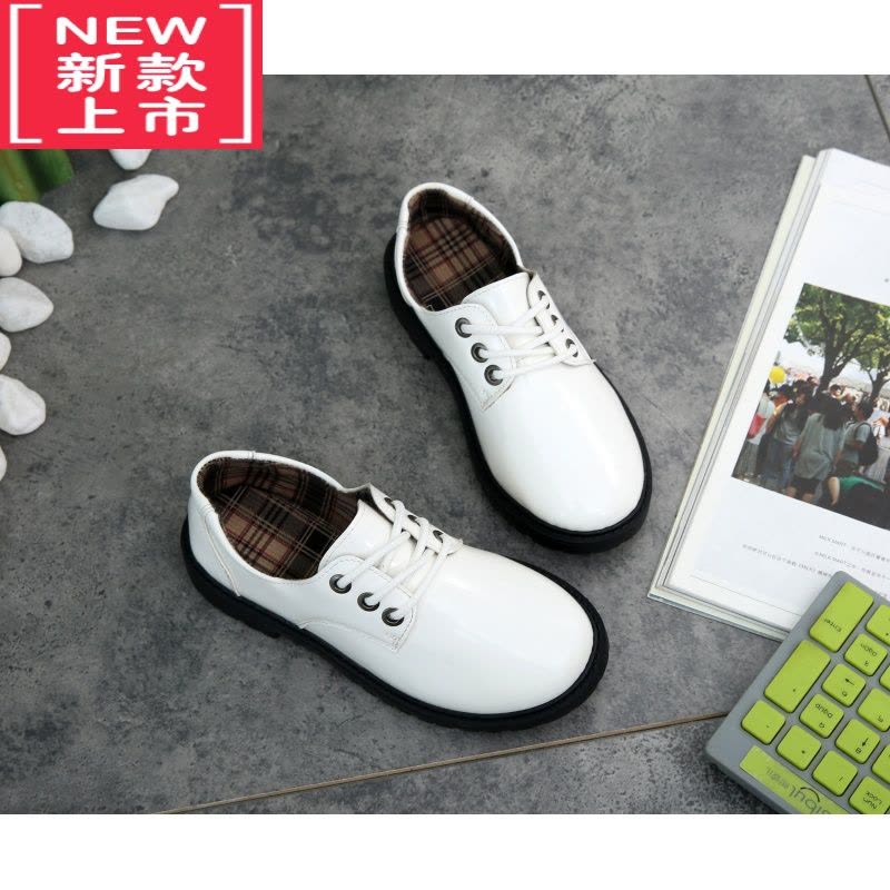 可莉允男童皮鞋儿童鞋绑鞋带贴扣黑色男孩子学生学校演出礼仪小皮鞋运动休闲鞋图片