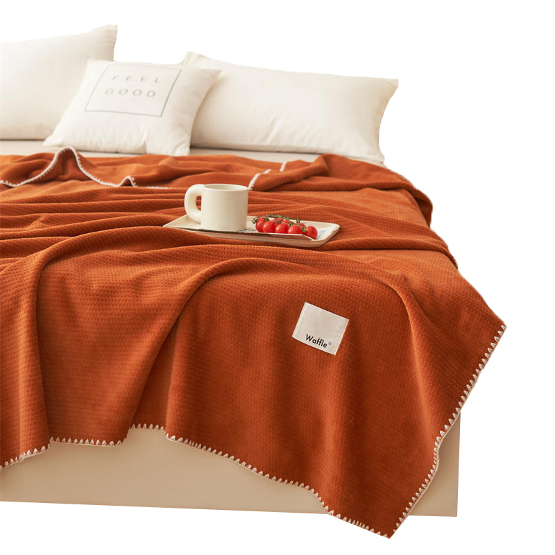 优福安达纯色华夫绒盖毯 MT20230006 条高清大图