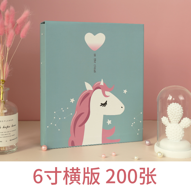 相册4 5寸400张相册本插页式家庭影集简约大容量6 7寸200张纪念册 三维工匠 独角兽—6寸横版200张 优选好货高清大图