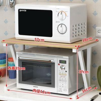 O38-浅胡桃色+[白架]称重力 微波炉架子置物架台面多功能家用厨房调料品多层收纳架烤箱调味品