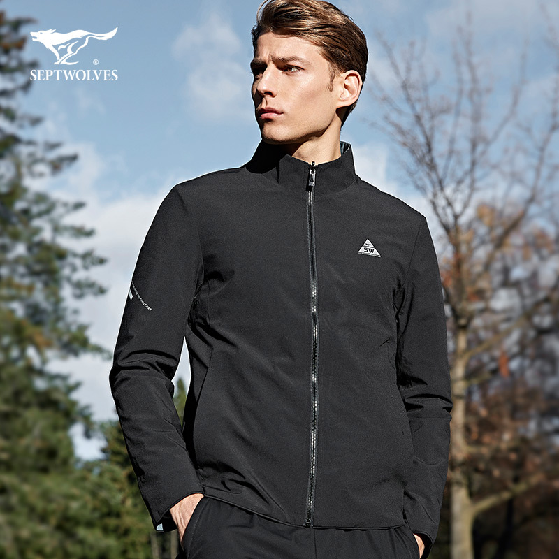 [双面穿]七匹狼运动服夹克男外套时尚立领双面穿单茄克男装衣服春秋装