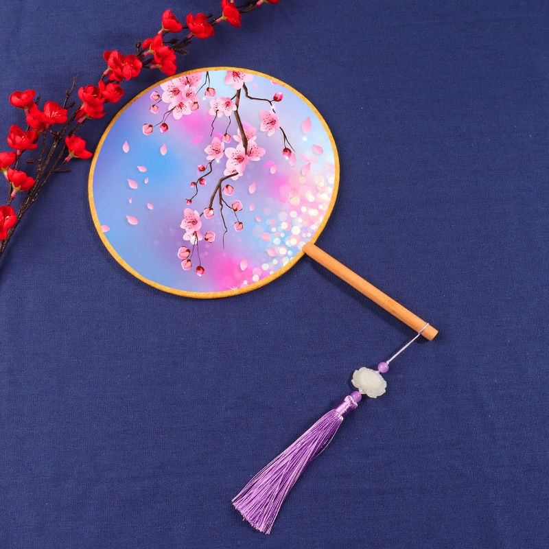 古风团扇装饰汉服古典女式圆形扇子闪电客蒲扇宫廷扇道具舞蹈配饰古装