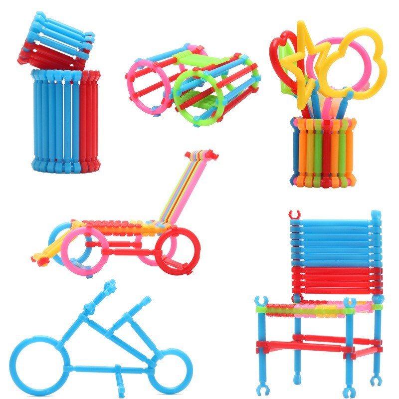 聪明棒积木塑料拼插自由拼插早教拼图玩具拼接棒儿童趣味拼装摆摊拼插