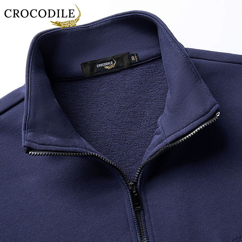 鳄鱼恤CROCODILE 半拉链衫男长袖T恤男装上衣商务休闲POLO衫男高清大图