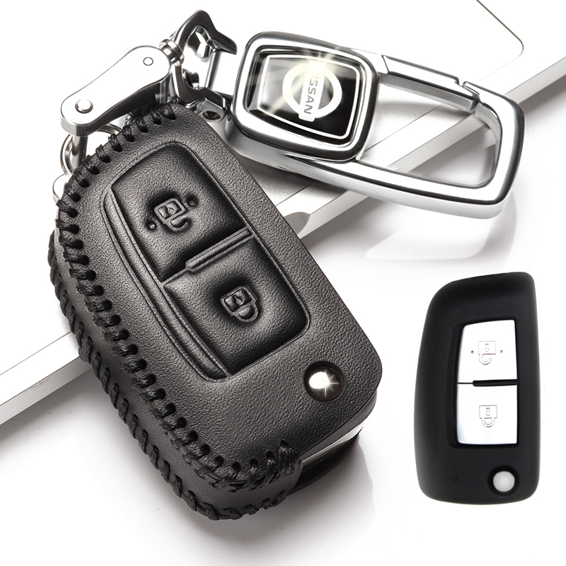 【补贴10%】2019款奇骏钥匙套真皮专用2020款新奇骏汽车遥控钥匙包扣高档创意汽车钥匙包 日产E款黑色（插钥匙启动折叠二键）