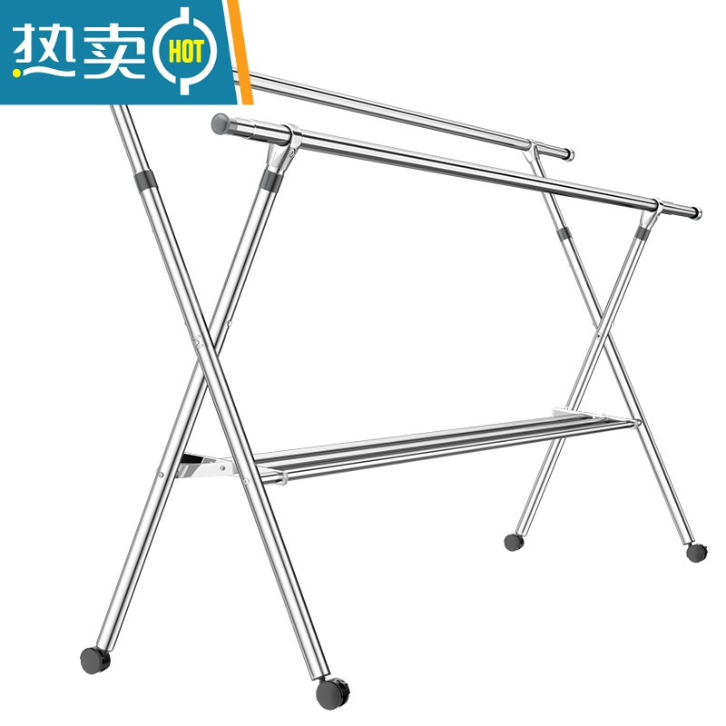 敬平晾衣架落地折叠室内凉衣杆不锈钢伸缩式晒衣架家用阳台晒被子器 ❤加强伸缩鞋架款☆2.4米❤多功能晾晒 25管径 中高清大图