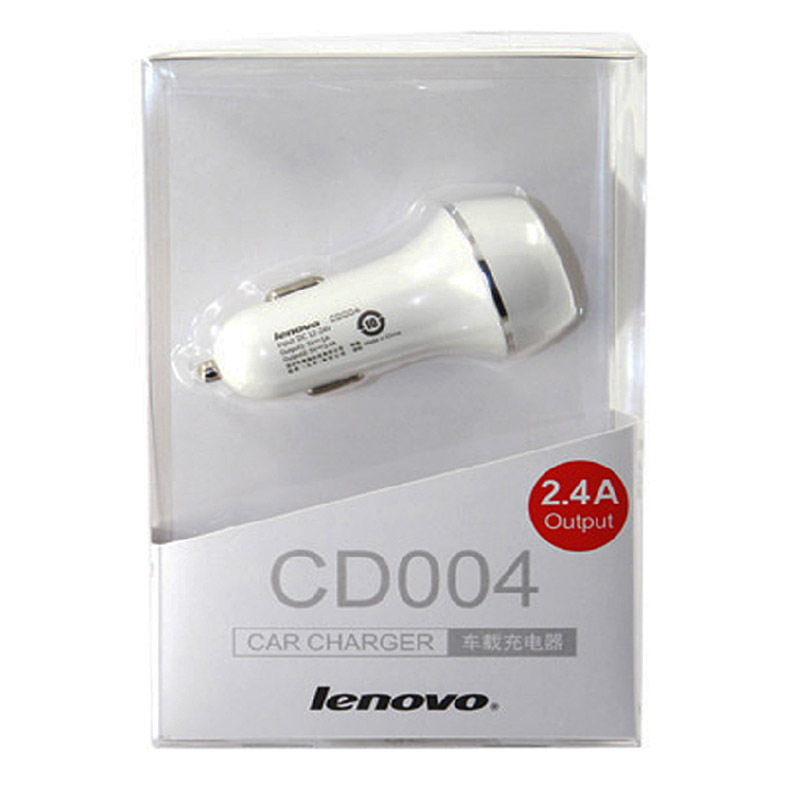 Lenovo/联想 CD004原装车载充电器 车充点烟器 2.4A双USB汽车充电器车充一拖二点烟器苹果安卓手机平板通用