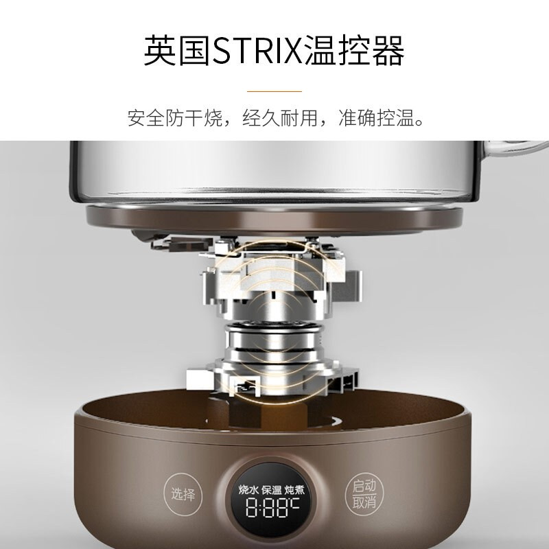 九阳(Joyoung)养生壶煮茶器煮茶壶电水壶热水壶烧水壶迷你玻璃家用[LINE联名款] K08-D601[莎莉鸡]